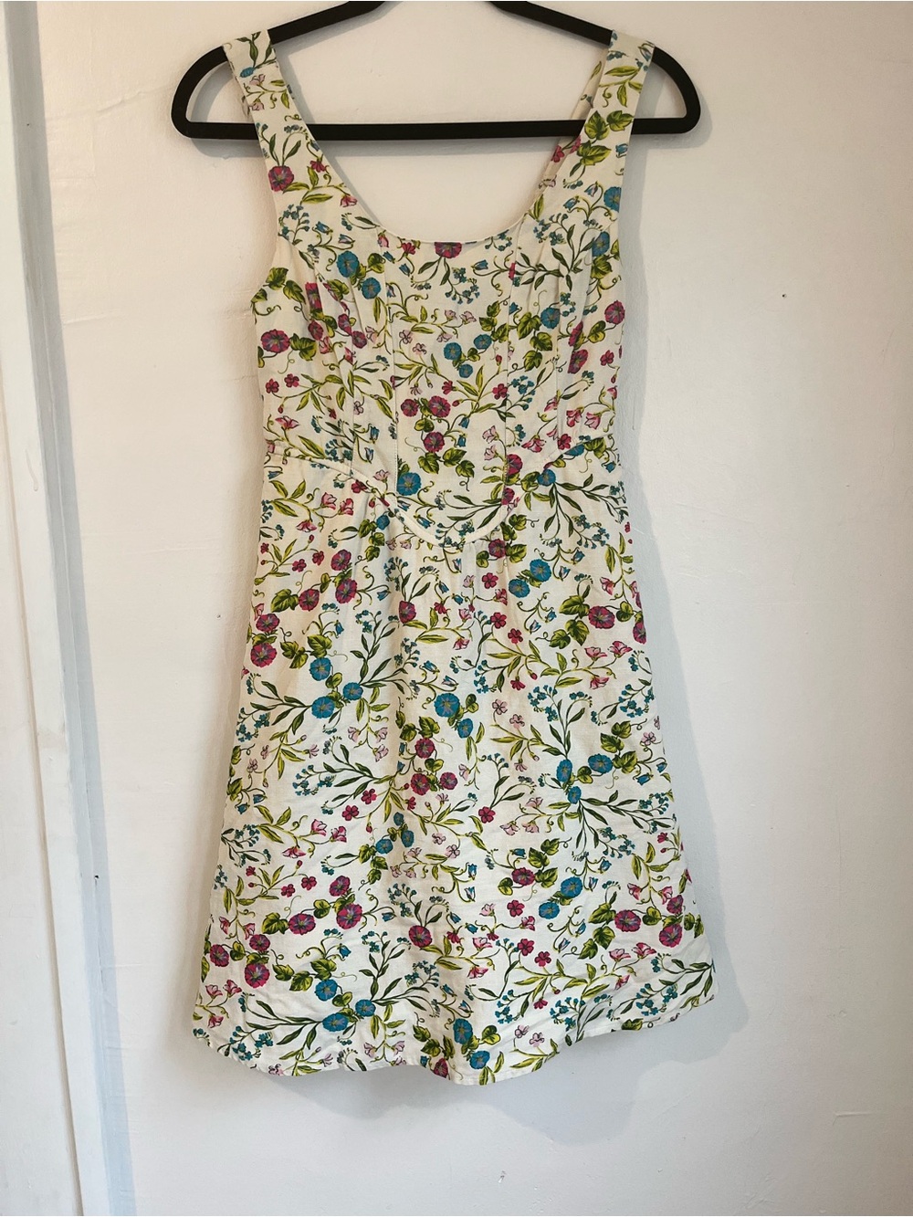 Sincerely Jules Cream Floral Sundress with Pink & Blue Blooms